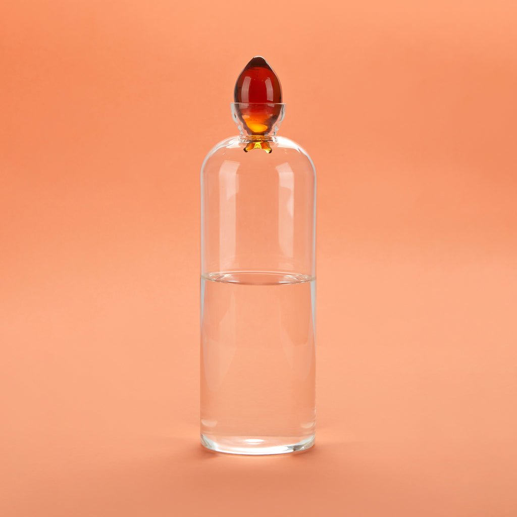 Balvi Gourami Balık Kapaklı 1100 ml Borosilikat Cam Şişe, Şeffaf/Turuncu - Görsel 3