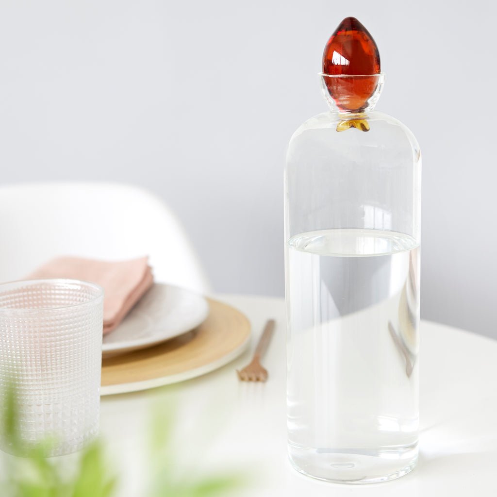Balvi Gourami Balık Kapaklı 1100 ml Borosilikat Cam Şişe, Şeffaf/Turuncu - Görsel 6