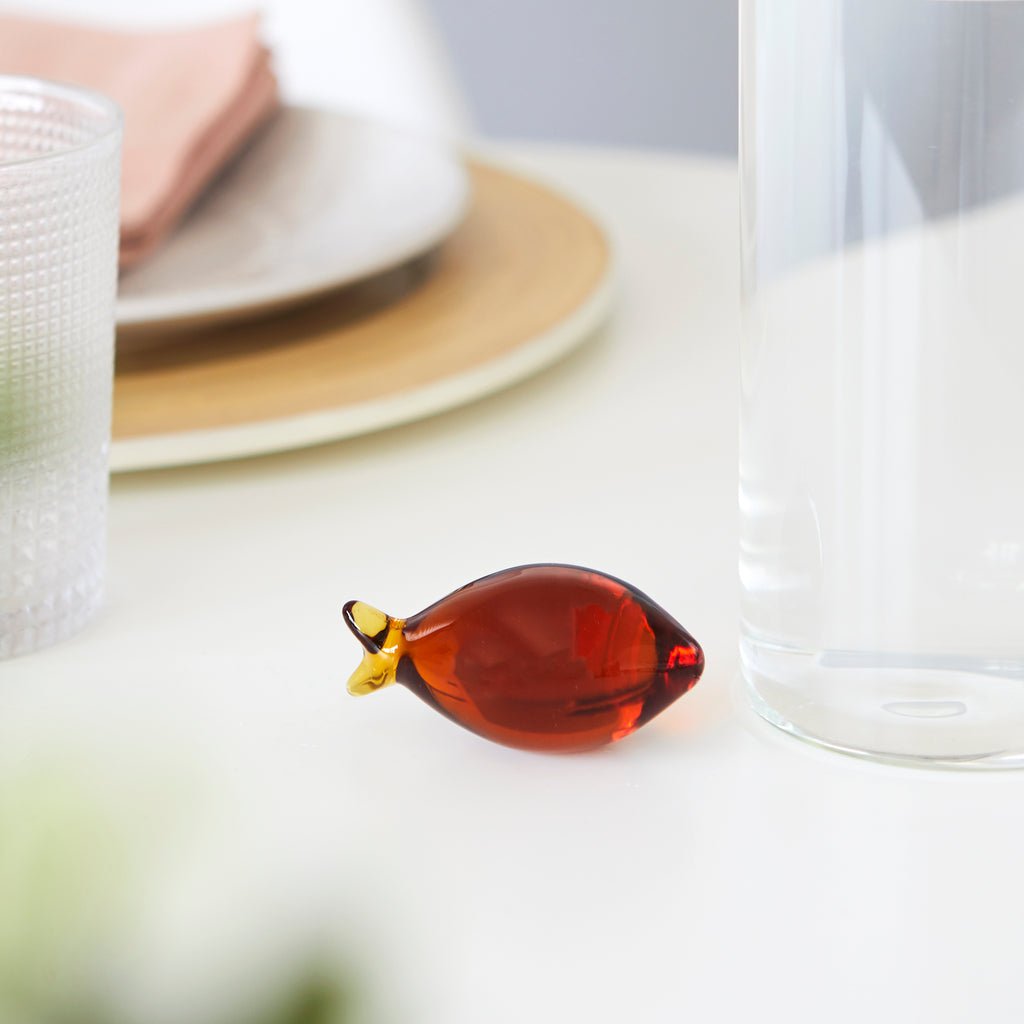 Balvi Gourami Balık Kapaklı 1100 ml Borosilikat Cam Şişe, Şeffaf/Turuncu - Görsel 5