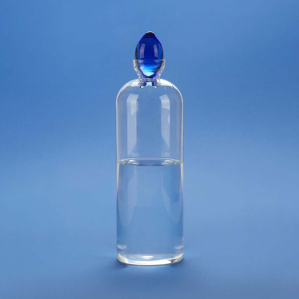 Balvi Gourami Balık Kapaklı 1100 ml Borosilikat Cam Şişe, Şeffaf/Mavi - Görsel 3