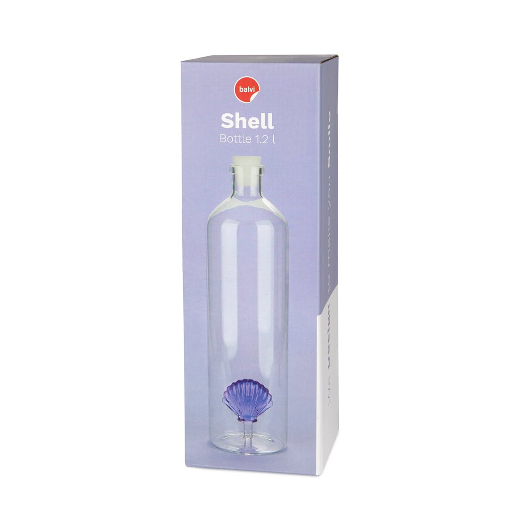 Balvi Atlantis Shell Deniz Kabuğu Detaylı 1200 ml Borosilikat Cam Şişe, Şeffaf/Mor - Görsel 4