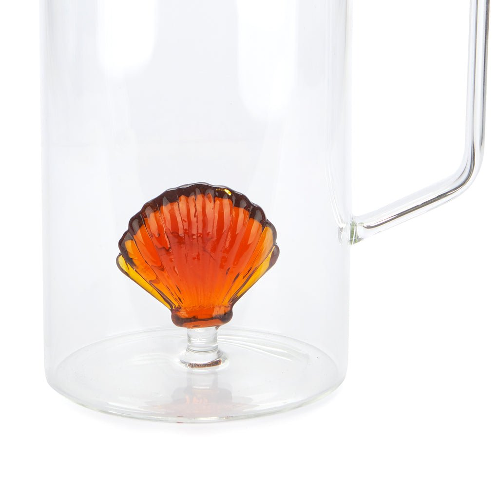 Balvi Atlantis Shell Deniz Kabuğu Detaylı 1300 ml Borosilikat Cam Sürahi, Şeffaf/Turuncu - Görsel 5