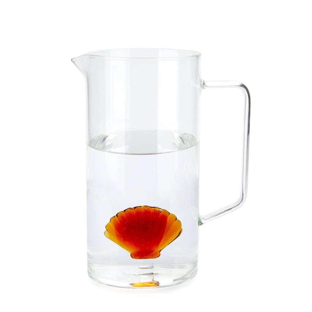 Balvi Atlantis Shell Deniz Kabuğu Detaylı 1300 ml Borosilikat Cam Sürahi, Şeffaf/Turuncu - Görsel 6