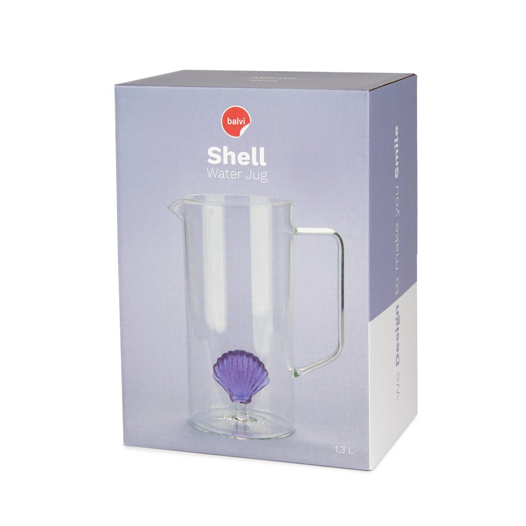 Balvi Atlantis Shell Deniz Kabuğu Detaylı 1300 ml Borosilikat Cam Sürahi, Şeffaf/Mor - Görsel 4