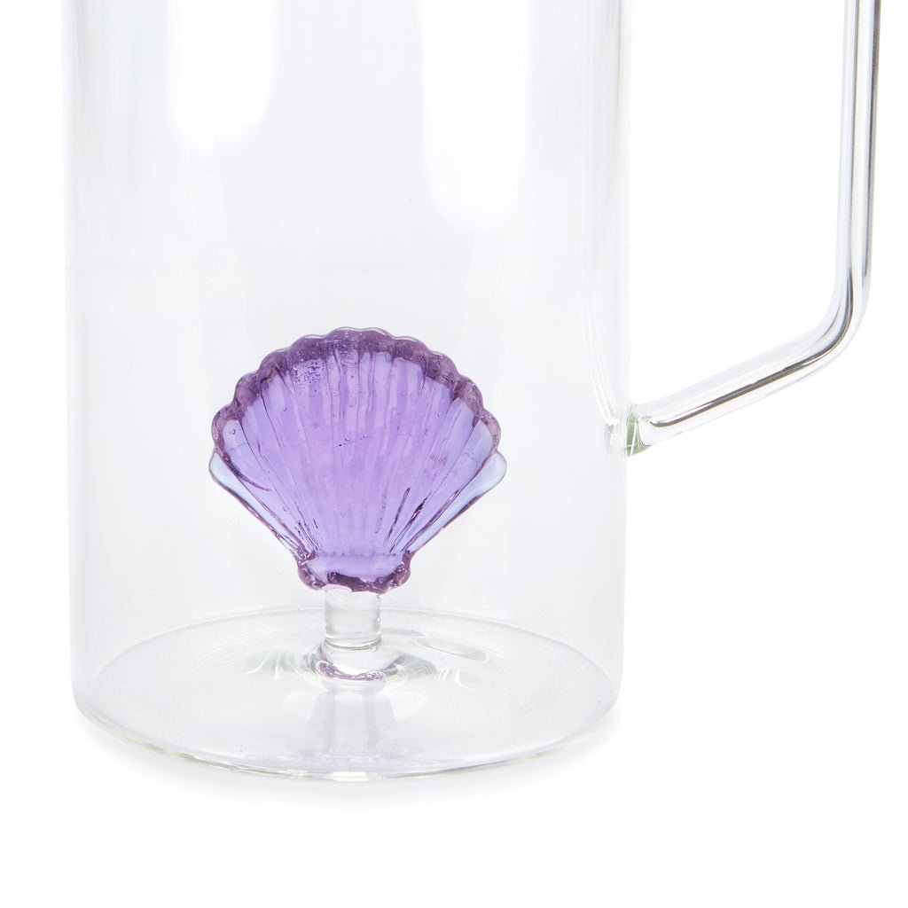 Balvi Atlantis Shell Deniz Kabuğu Detaylı 1300 ml Borosilikat Cam Sürahi, Şeffaf/Mor - Görsel 5