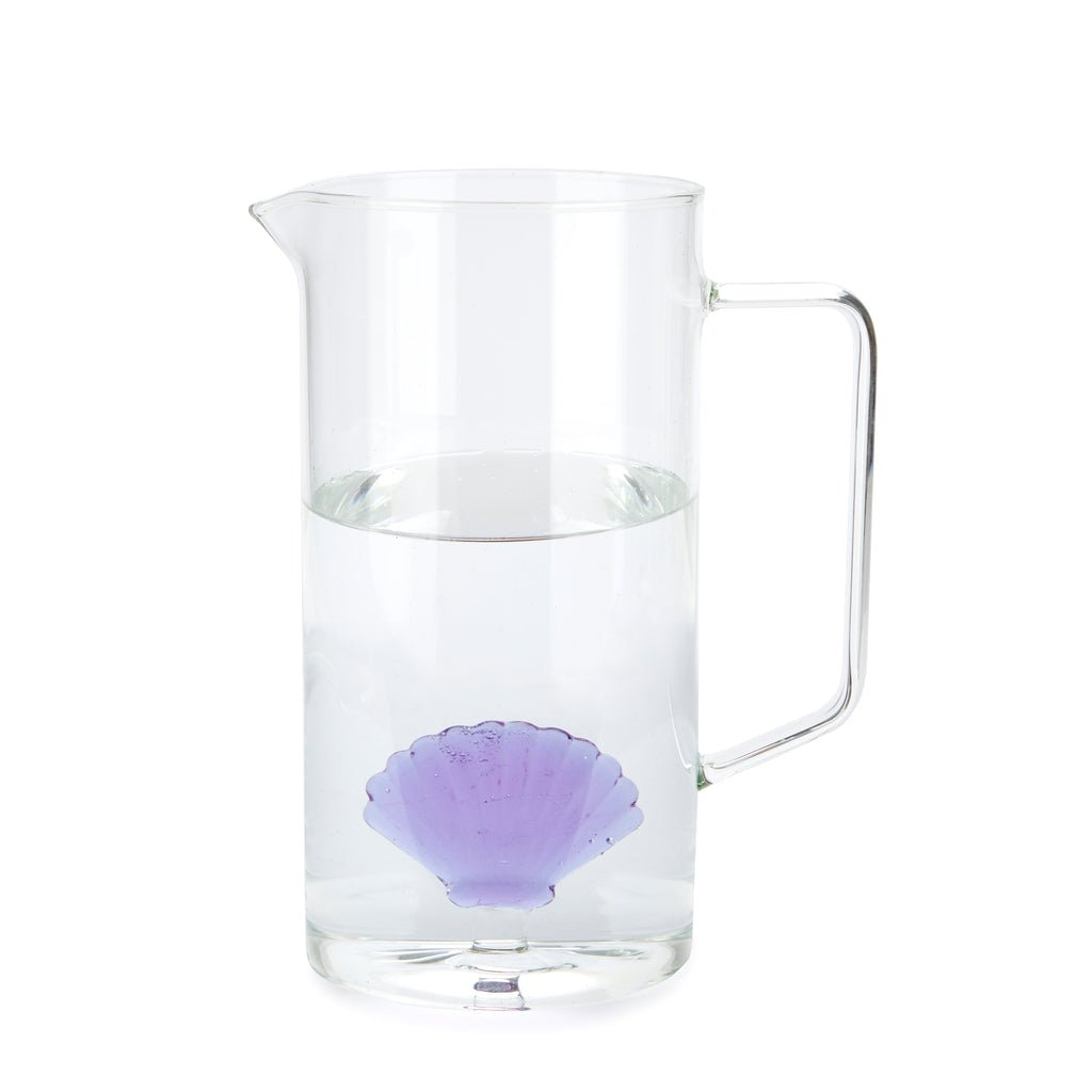 Balvi Atlantis Shell Deniz Kabuğu Detaylı 1300 ml Borosilikat Cam Sürahi, Şeffaf/Mor - Görsel 6