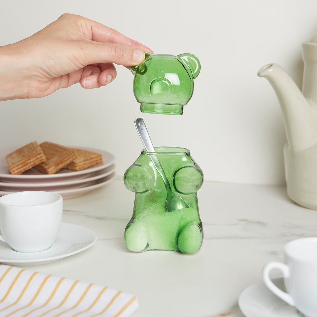 Balvi Yummy Bear Ayıcık Formlu 250 ml Cam Şekerlik, Yeşil - Görsel 3