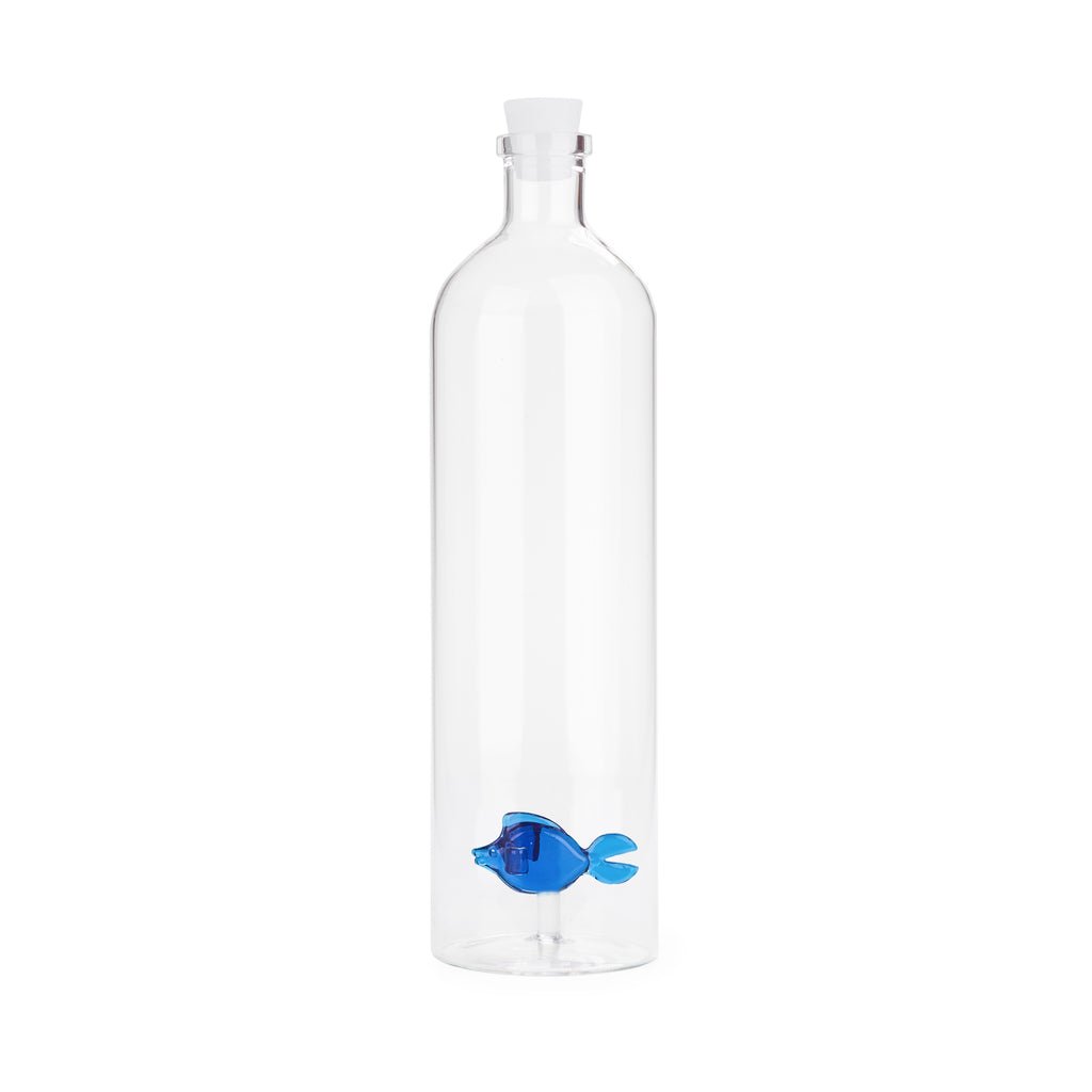 Balvi Atlantis Blue Fish Mavi Balık Detaylı 1200 ml Borosilikat Cam Şişe