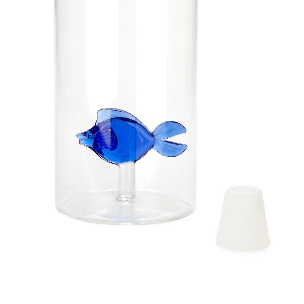 Balvi Atlantis Blue Fish Mavi Balık Detaylı 1200 ml Borosilikat Cam Şişe, Şeffaf/Mavi - Görsel 5