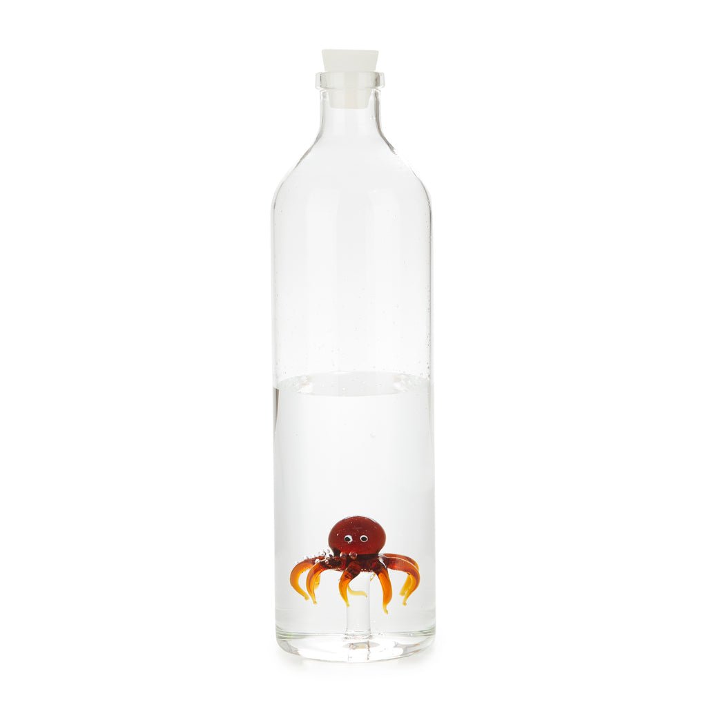 Balvi Atlantis Octopus Ahtapot Detaylı 1200 ml Borosilikat Cam Şişe, Şeffaf/Turuncu - Görsel 7