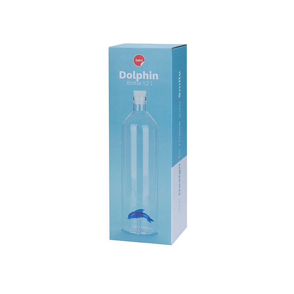 Balvi Atlantis Dolphin Yunus Detaylı 1200 ml Borosilikat Cam Şişe, Şeffaf/Mavi - Görsel 4