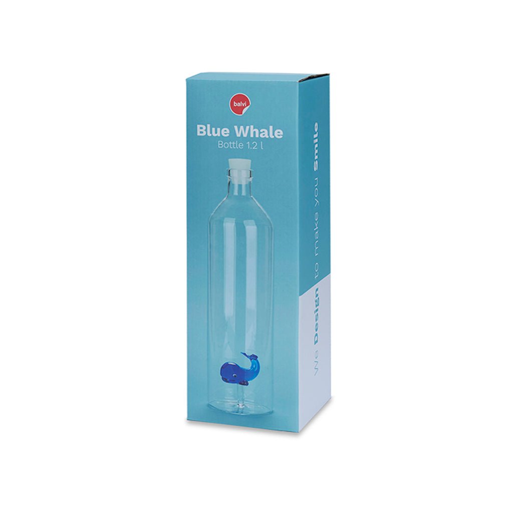 Balvi Atlantis Blue Whale Mavi Balina Detaylı 1200 ml Borosilikat Cam Şişe, Şeffaf/Mavi - Görsel 4