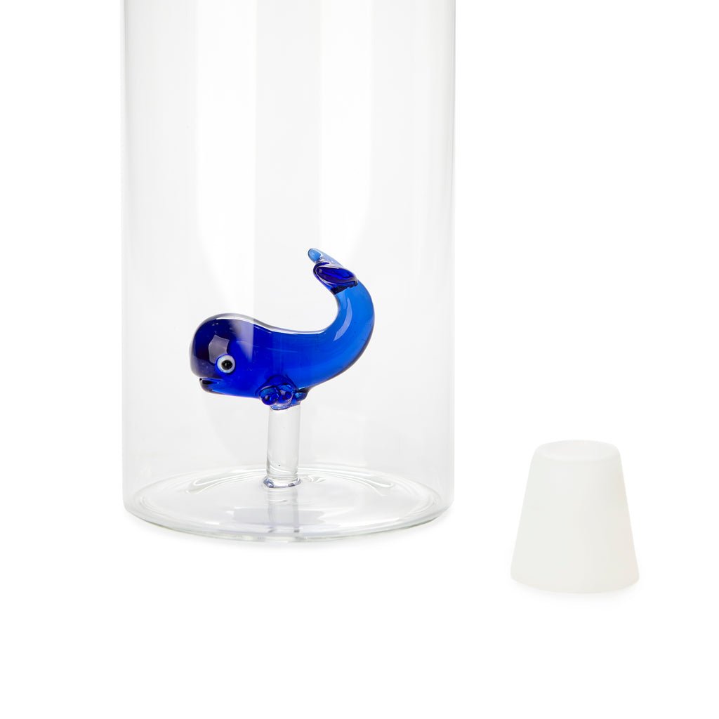 Balvi Atlantis Blue Whale Mavi Balina Detaylı 1200 ml Borosilikat Cam Şişe, Şeffaf/Mavi - Görsel 5