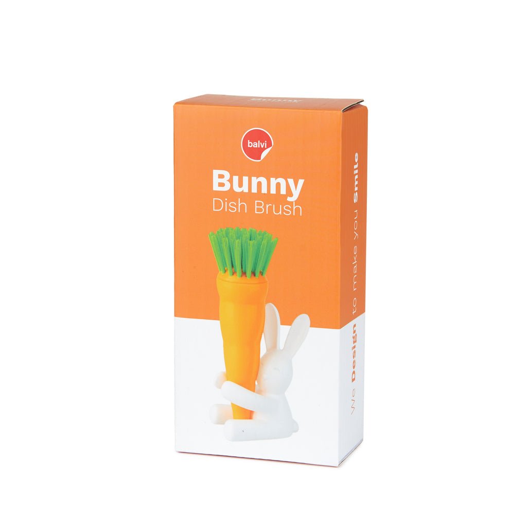 Balvi Bunny Tavşan Figürlü Havuç Bulaşık Fırçası, Beyaz/Turuncu - Görsel 5