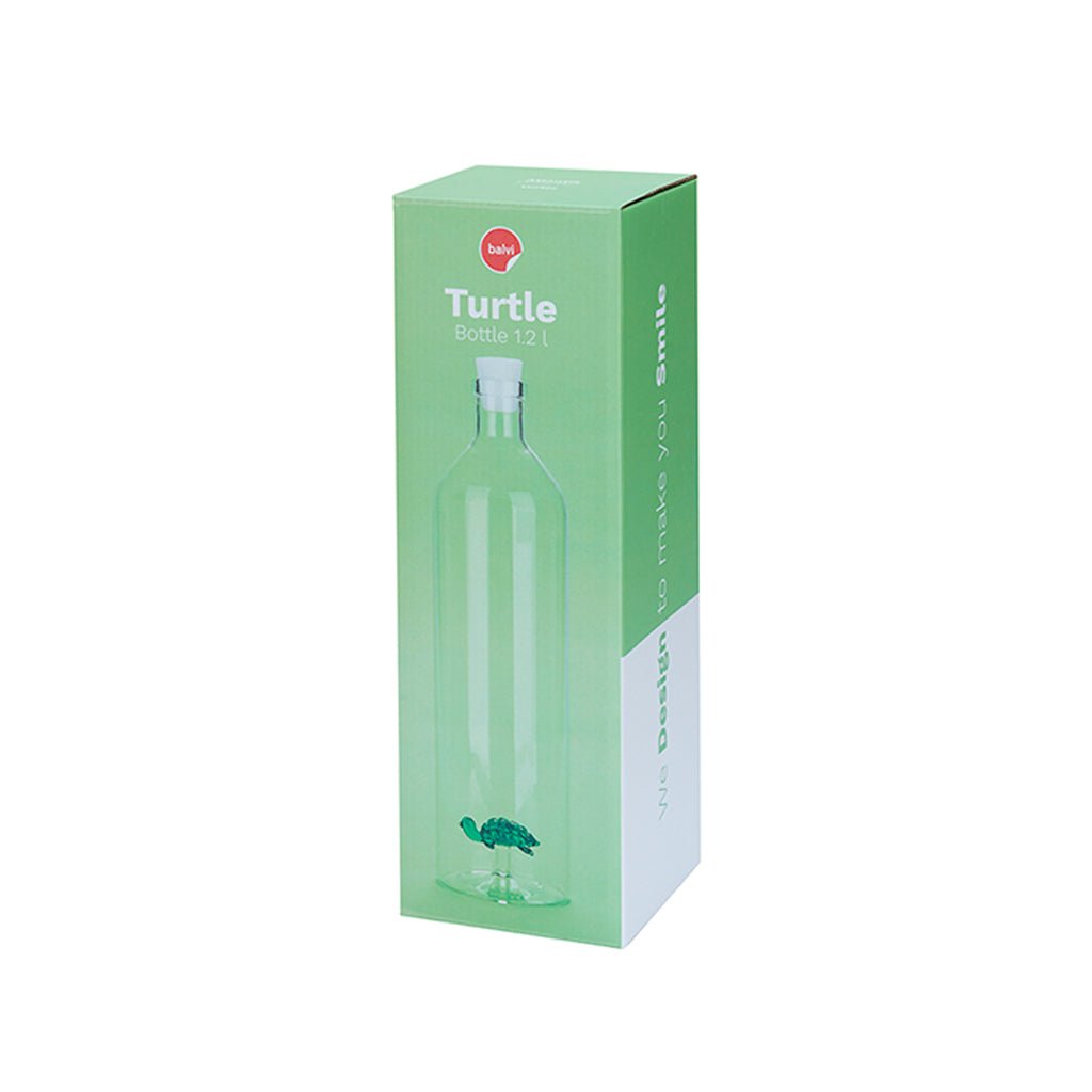 Balvi Atlantis Turtle Kaplumbağa Detaylı 1200 ml Borosilikat Cam Şişe, Şeffaf/Yeşil - Görsel 3