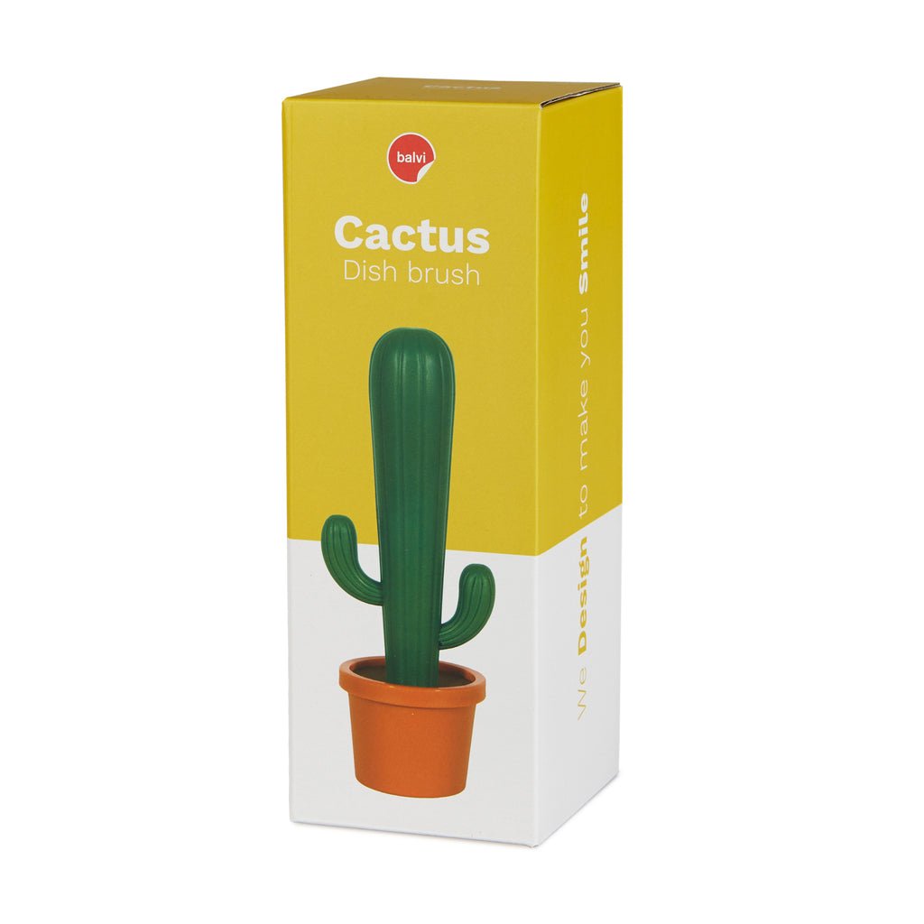 Balvi Cactus Kaktüs Figürlü Saksılı Bulaşık Fırçası, Yeşil/Turuncu - Görsel 3