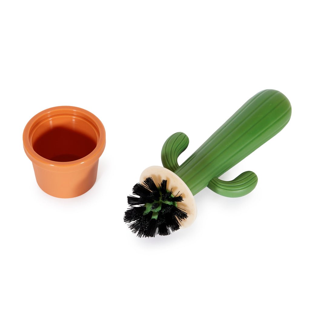 Balvi Cactus Kaktüs Figürlü Saksılı Bulaşık Fırçası, Yeşil/Turuncu - Görsel 4