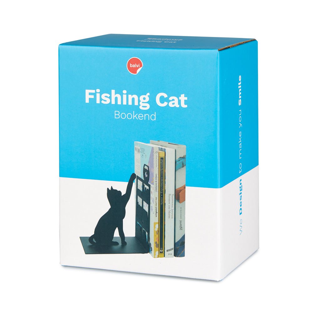 Balvi Fishing Cat Kedi Figürlü Metal Kitap Desteği, Siyah - Görsel 4
