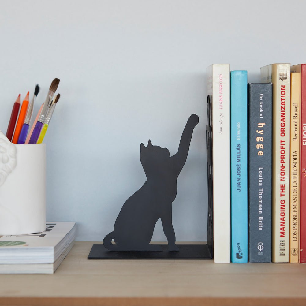 Balvi Fishing Cat Kedi Figürlü Metal Kitap Desteği, Siyah - Görsel 3
