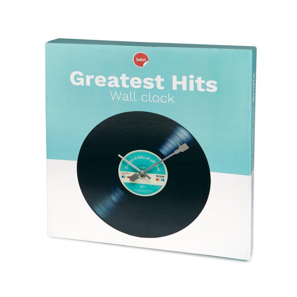 Balvi Greatest Hits Plak Tasarımlı Sessiz Cam Duvar Saati, Siyah - Görsel 3