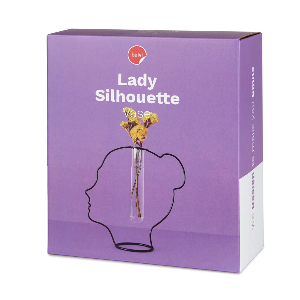 Balvi Lady Silhouette Kadın Silüetli Cam Tüplü Metal Vazo, Siyah - Görsel 4