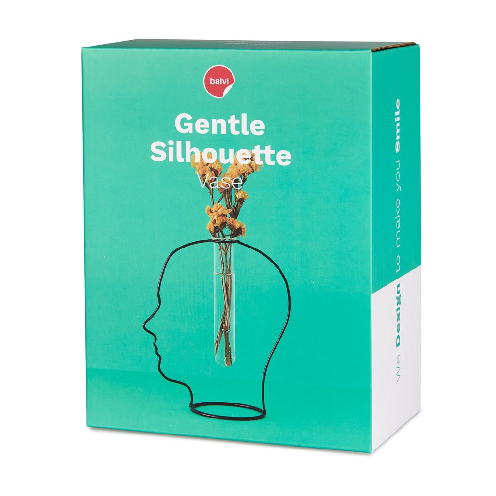Balvi Gentle Silhouette Baş Silüetli Cam Tüplü Metal Vazo, Siyah - Görsel 4