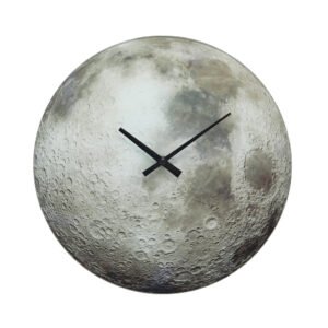 Balvi Gibbous Ay Tasarımlı Sessiz Cam Duvar Saati