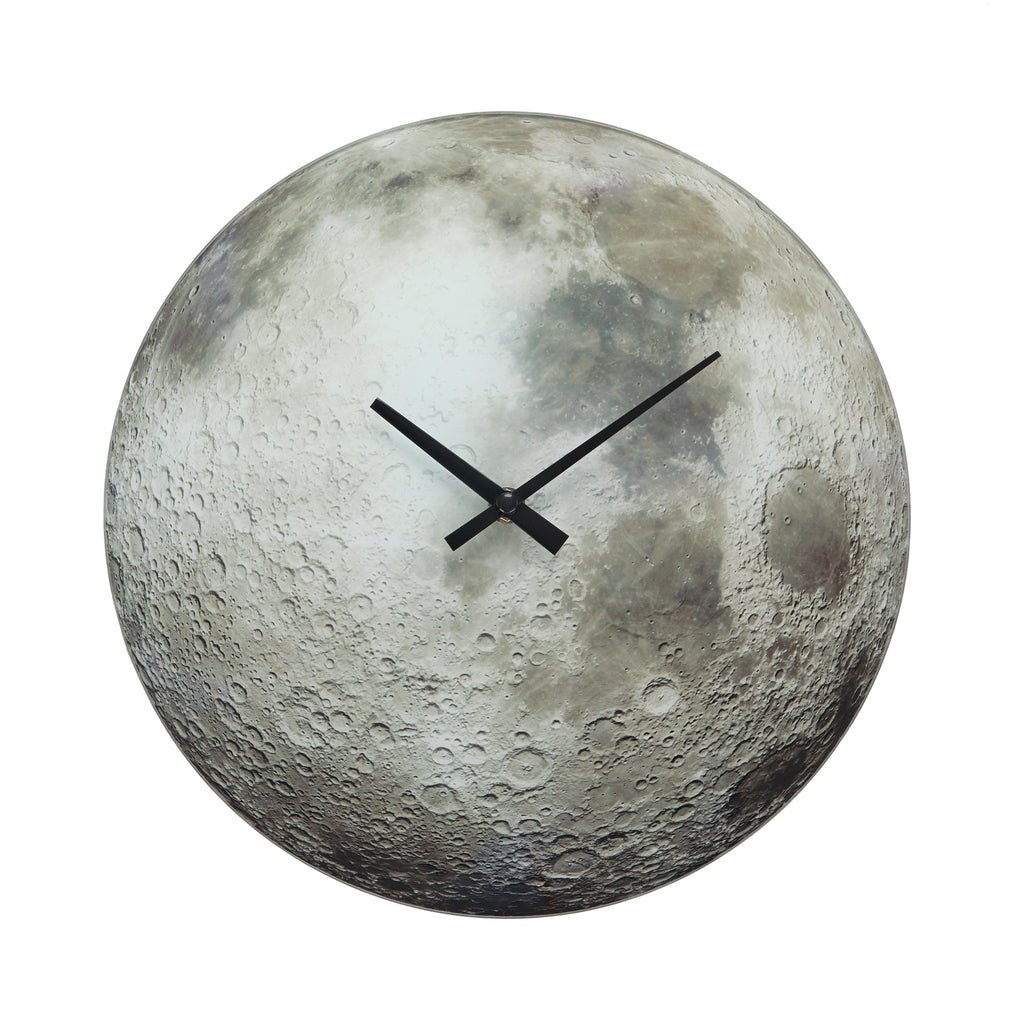 Balvi Gibbous Ay Tasarımlı Sessiz Cam Duvar Saati