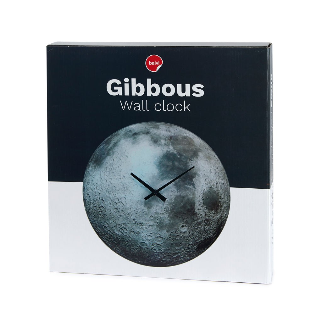 Balvi Gibbous Ay Tasarımlı Sessiz Cam Duvar Saati, Gri - Görsel 3
