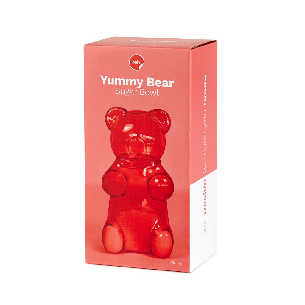 Balvi Yummy Bear Ayıcık Formlu 250 ml Cam Şekerlik, Kırmızı - Görsel 4