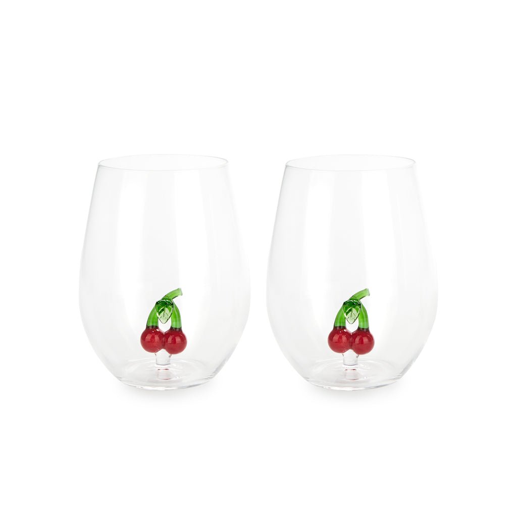 Balvi Botanical Cherry Kiraz Detaylı 2’li Borosilikat Cam Bardak Seti
