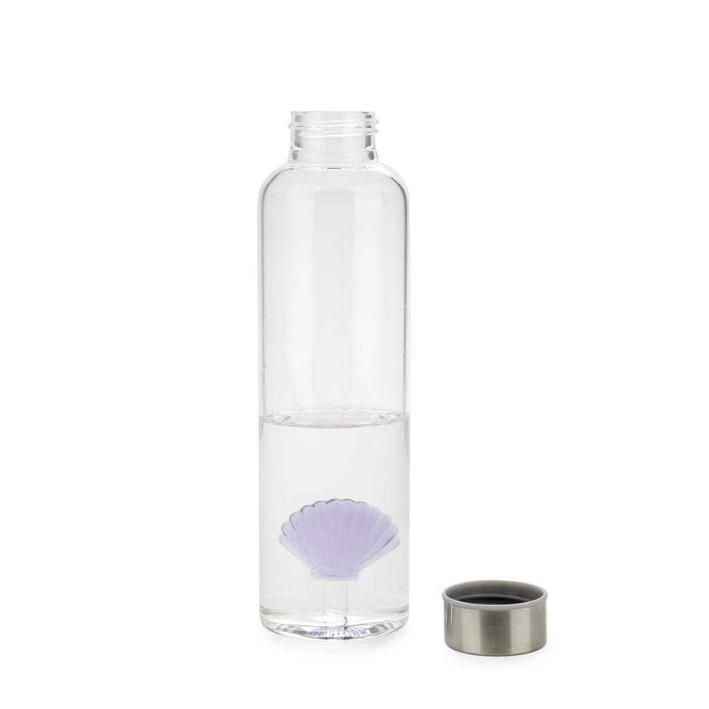 Balvi Atlantis Shell Deniz Kabuğu Detaylı 500 ml Borosilikat Cam Matara, Şeffaf/Mor - Görsel 5