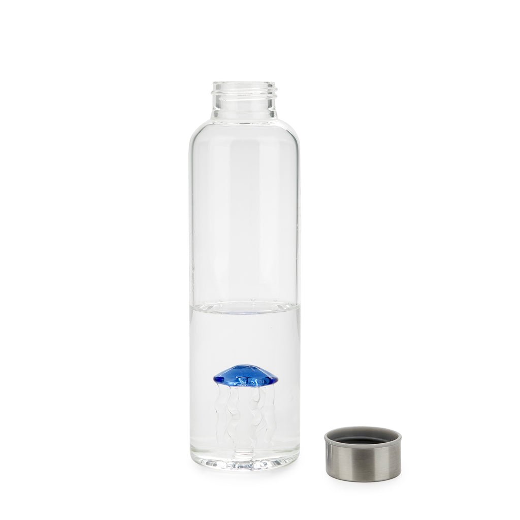 Balvi Atlantis Jellyfish Denizanası Detaylı 500 ml Borosilikat Cam Matara, Şeffaf/Mavi - Görsel 5