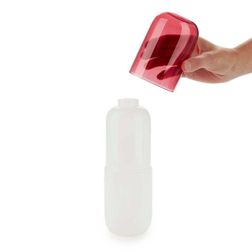 Balvi Water Pill Hap Tasarımlı 550 ml Cam Şişe ve Bardak Seti, Beyaz/Pembe - Görsel 5