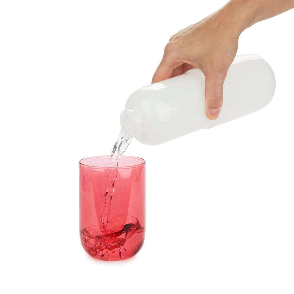 Balvi Water Pill Hap Tasarımlı 550 ml Cam Şişe ve Bardak Seti, Beyaz/Pembe - Görsel 6