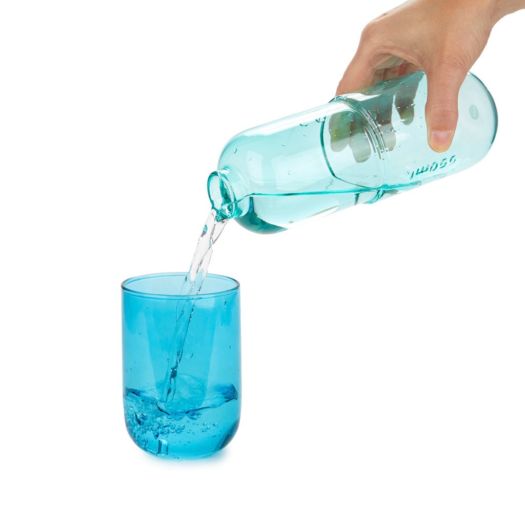Balvi Water Pill Hap Tasarımlı 550 ml Cam Şişe ve Bardak Seti, Mavi - Görsel 6