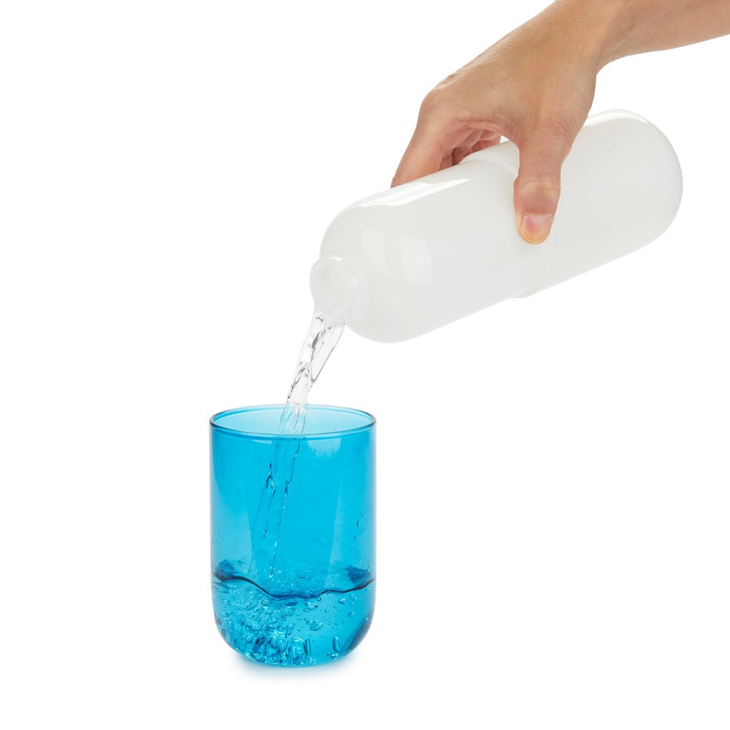 Balvi Water Pill Hap Tasarımlı 550 ml Cam Şişe ve Bardak Seti, Beyaz/Mavi - Görsel 7