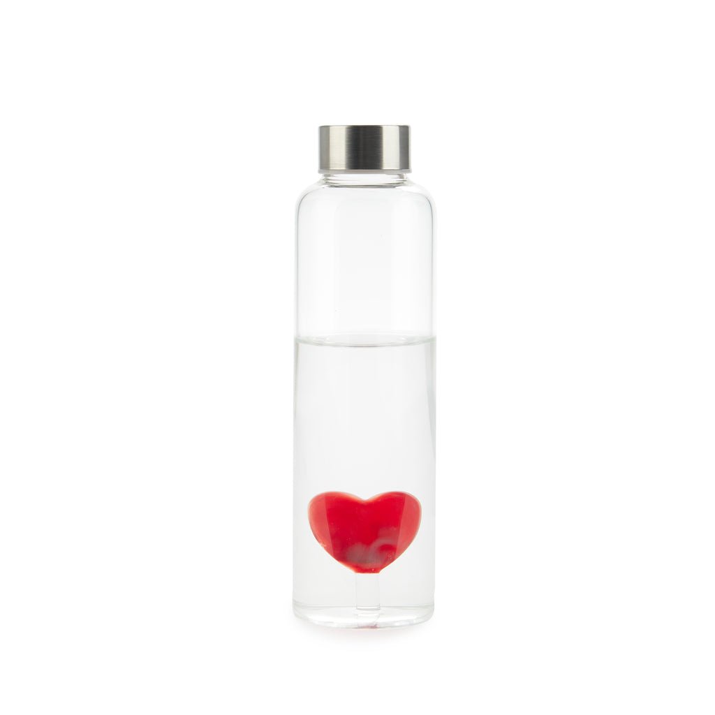 Balvi Love Reusable Kalp Detaylı 500 ml Borosilikat Cam Matara, Şeffaf/Kırmızı - Görsel 5