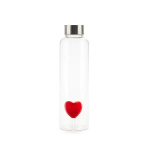 Balvi Love Reusable Kalp Detaylı 500 ml Borosilikat Cam Matara