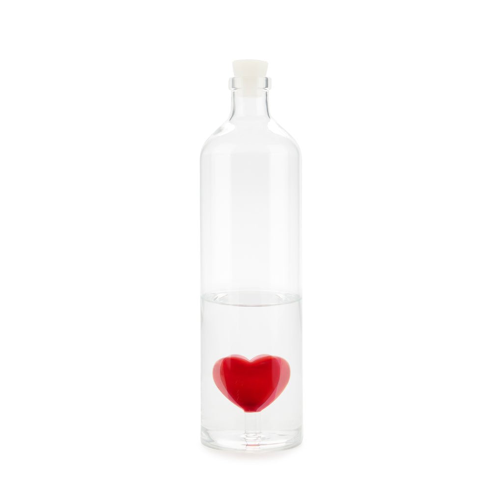 Balvi Love Kalp Detaylı 1200 ml Borosilikat Cam Şişe, Şeffaf/Kırmızı - Görsel 6