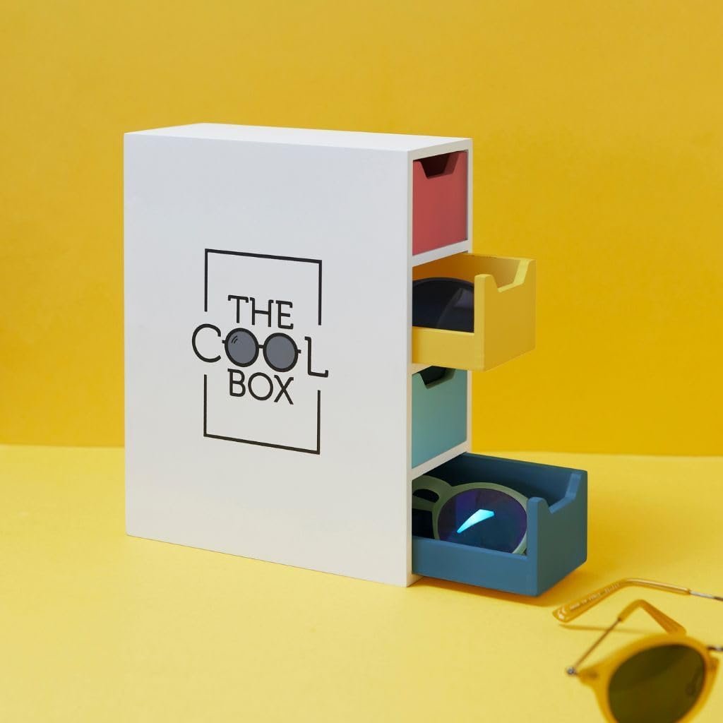 Balvi The Cool Box 4 Çekmeceli Ahşap Güneş Gözlüğü Düzenleyici, Çok Renkli - Görsel 3