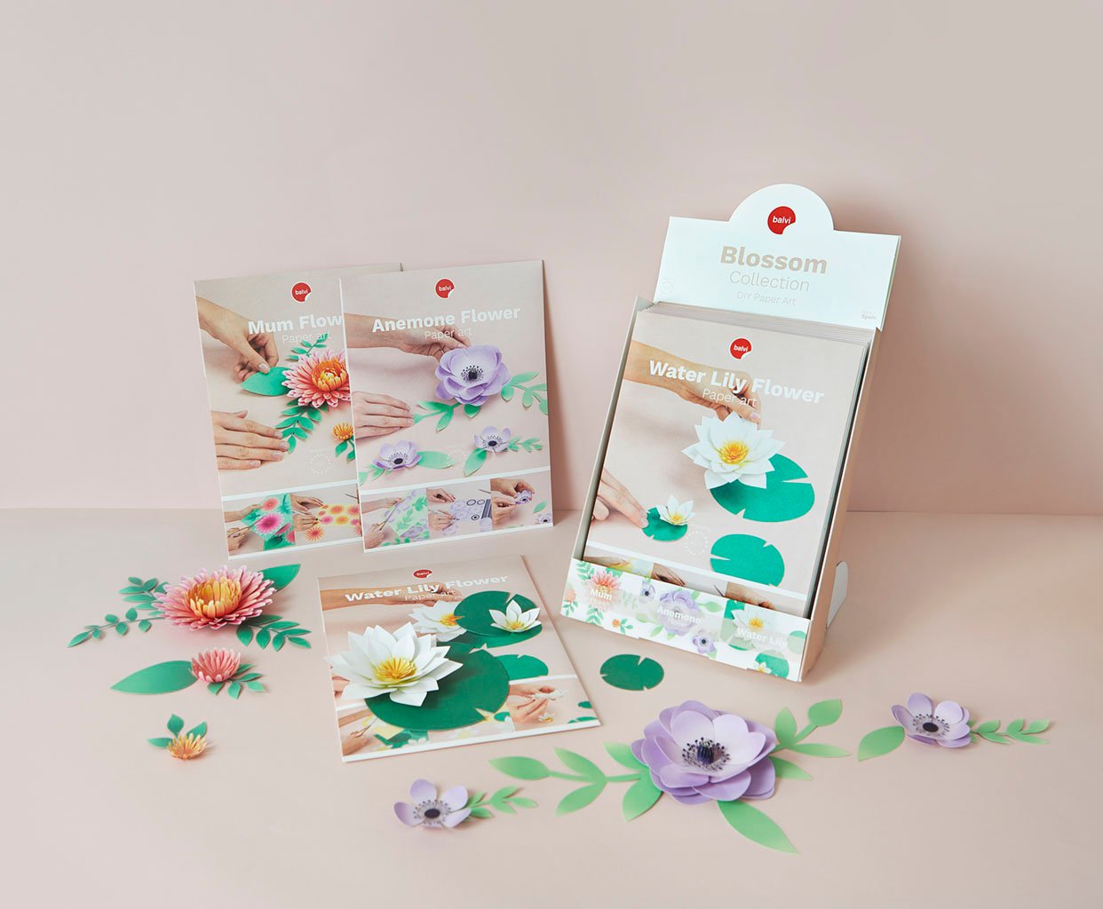Balvi Blossom Kendin Yap Kağıt Çiçek Seti, 12’li Stand Display, Karışık Renkli - Görsel 6