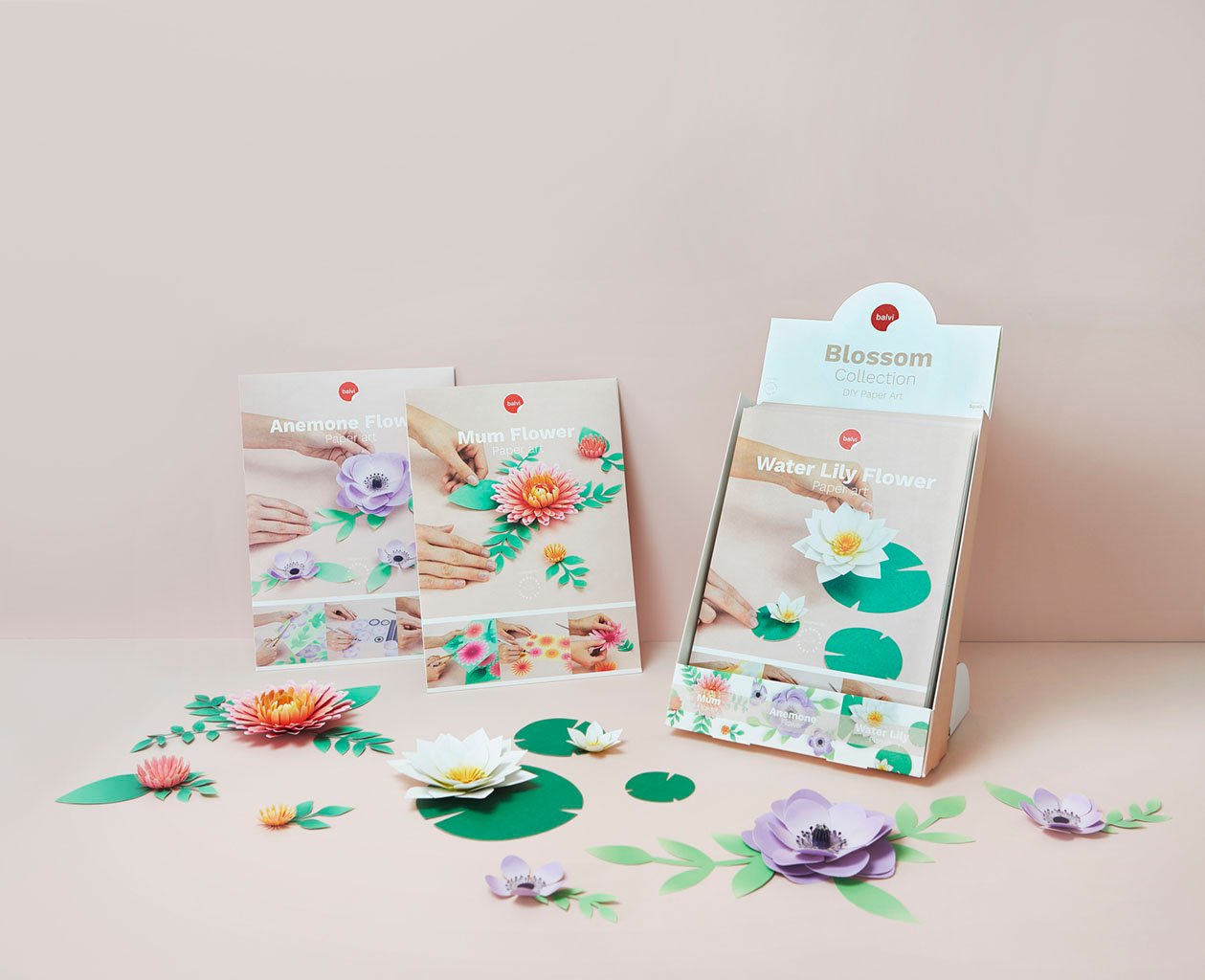 Balvi Blossom Kendin Yap Kağıt Çiçek Seti, 12’li Stand Display, Karışık Renkli - Görsel 7